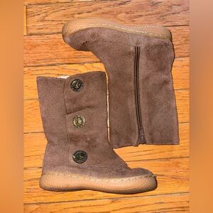 Livie & Luca Brown Suede Leather Tiempo Boots with Button Accents Toddler Size 8